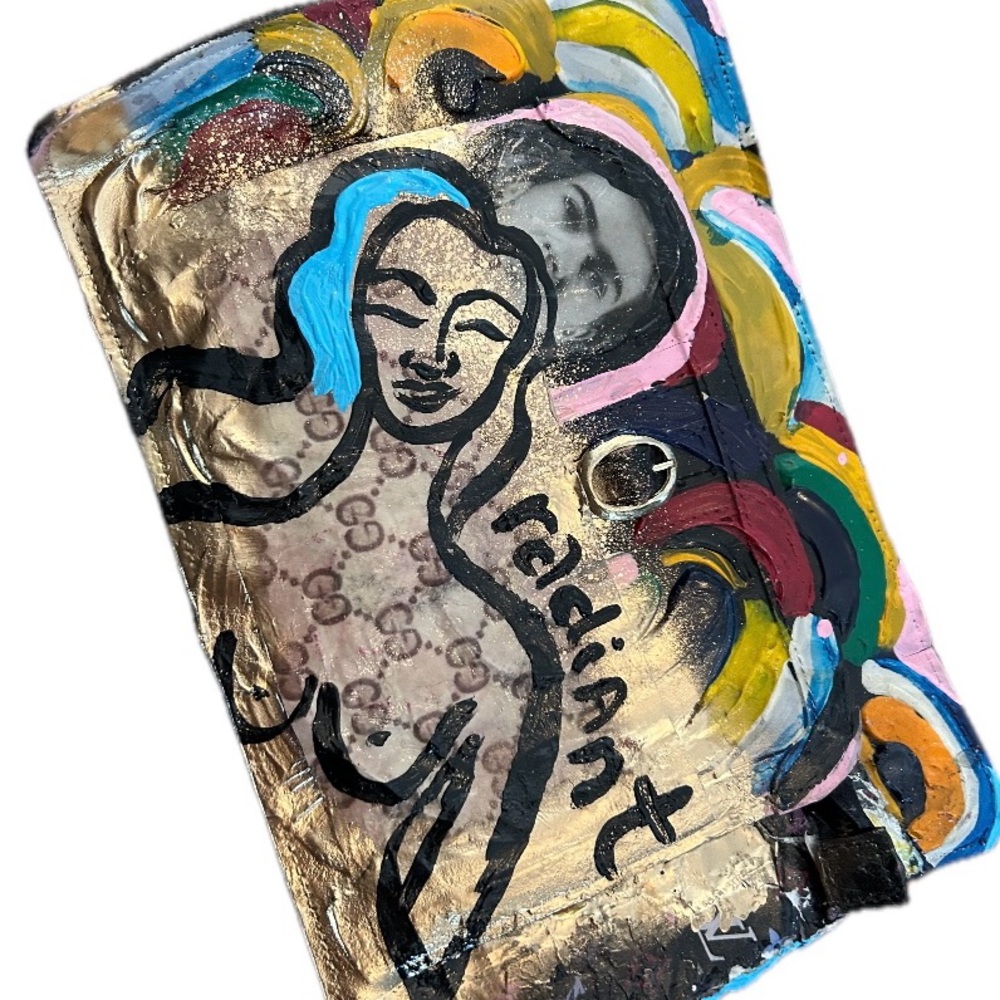 Colorful Artistic Antique Leather Clutch